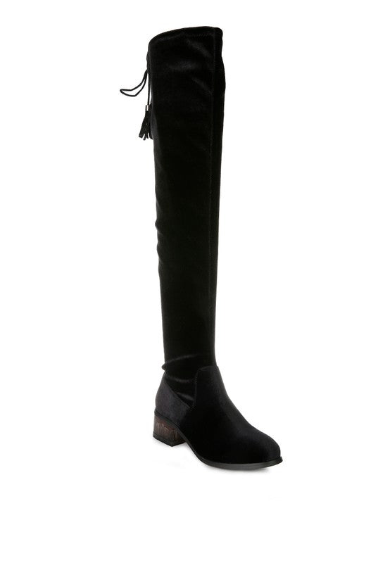 RUMPLE Velvet Over The Knee Clear Heel Boots - Tigbuls Variety Fashion