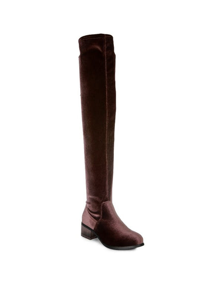 RUMPLE Velvet Over The Knee Clear Heel Boots - Tigbuls Variety Fashion