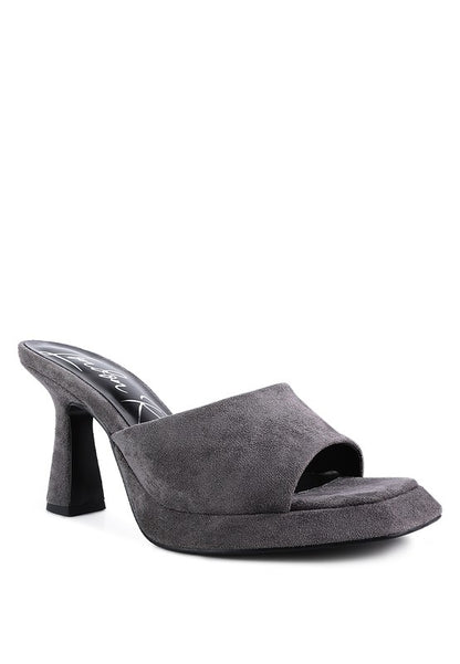 Copyme Micro Suede Slip On Spool Heel Sandals - Tigbul's Variety Fashion Shop