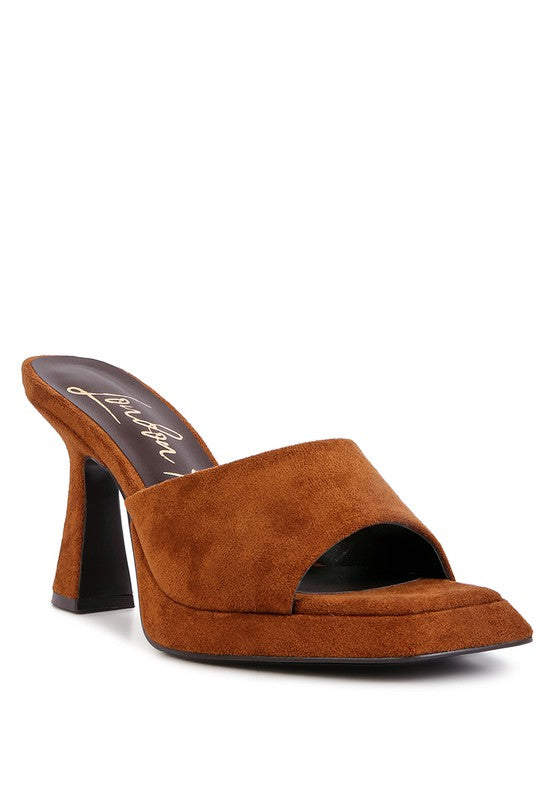 Copyme Micro Suede Slip On Spool Heel Sandals - Tigbul's Variety Fashion Shop