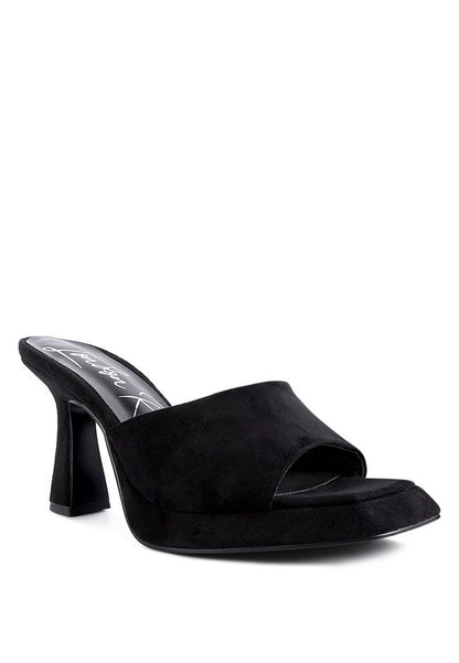 Copyme Micro Suede Slip On Spool Heel Sandals - Tigbul's Variety Fashion Shop