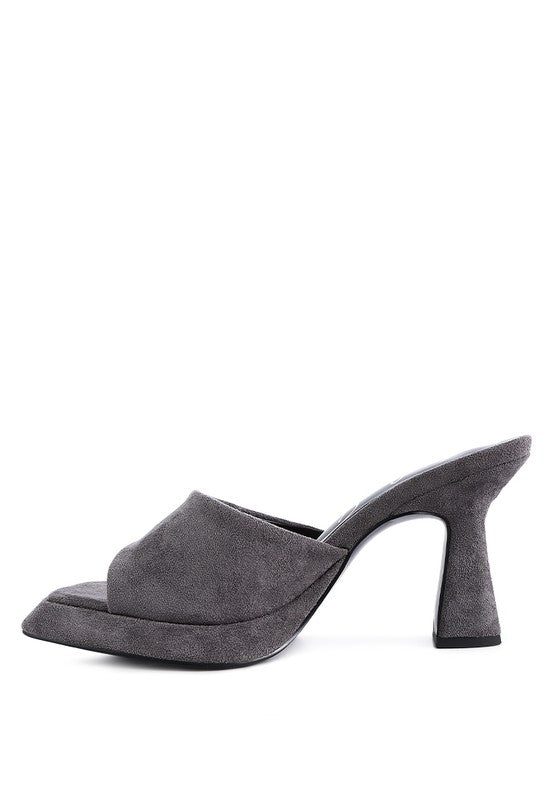 Copyme Micro Suede Slip On Spool Heel Sandals - Tigbul's Variety Fashion Shop