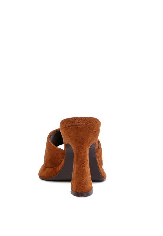 Copyme Micro Suede Slip On Spool Heel Sandals - Tigbul's Variety Fashion Shop