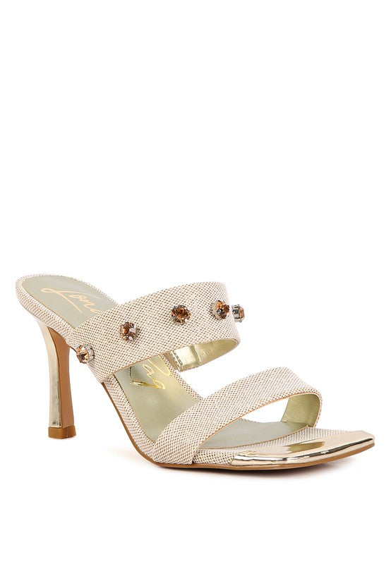 EDM Queen Diamante Embellished Glitter Sandals - Tigbul's Variety Fashion Shop