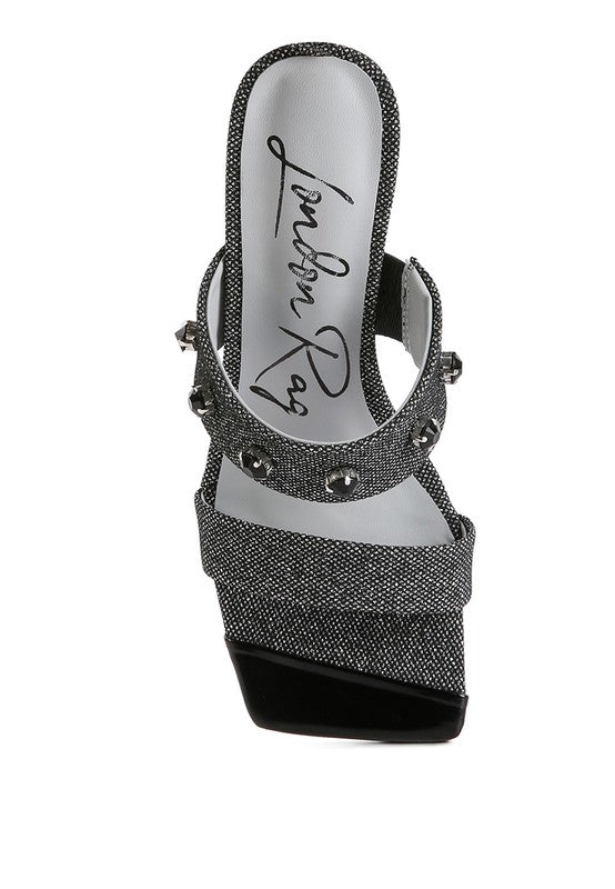 EDM Queen Diamante Embellished Glitter Sandals - Tigbul's Variety Fashion Shop