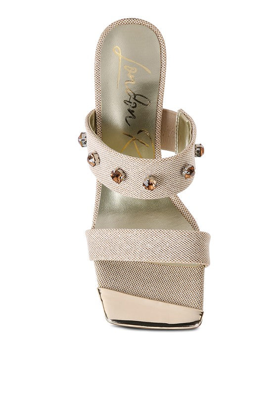 EDM Queen Diamante Embellished Glitter Sandals - Tigbul's Variety Fashion Shop