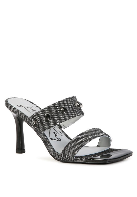 EDM Queen Diamante Embellished Glitter Sandals - Tigbul's Variety Fashion Shop