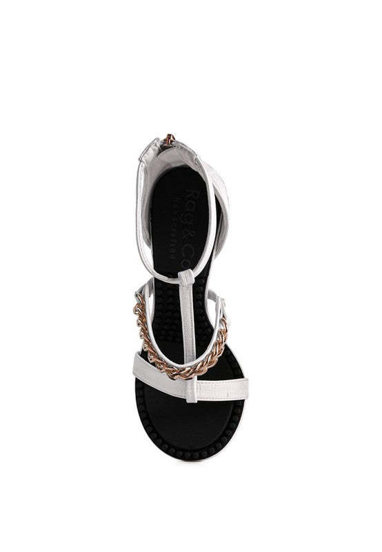 DAKOTA Metal Chain Mid Heel Sandals - Tigbuls Variety Fashion