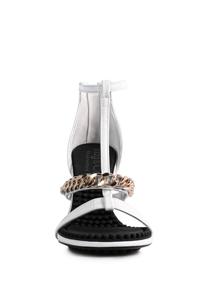 DAKOTA Metal Chain Mid Heel Sandals - Tigbuls Variety Fashion