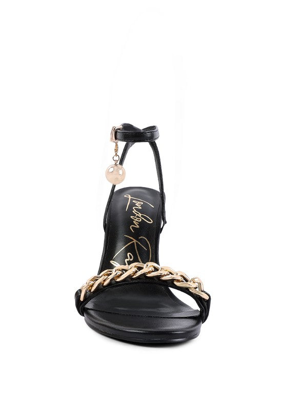 Mooning High Heeled Metal Chain Strap Sandals - Tigbuls Variety Fashion