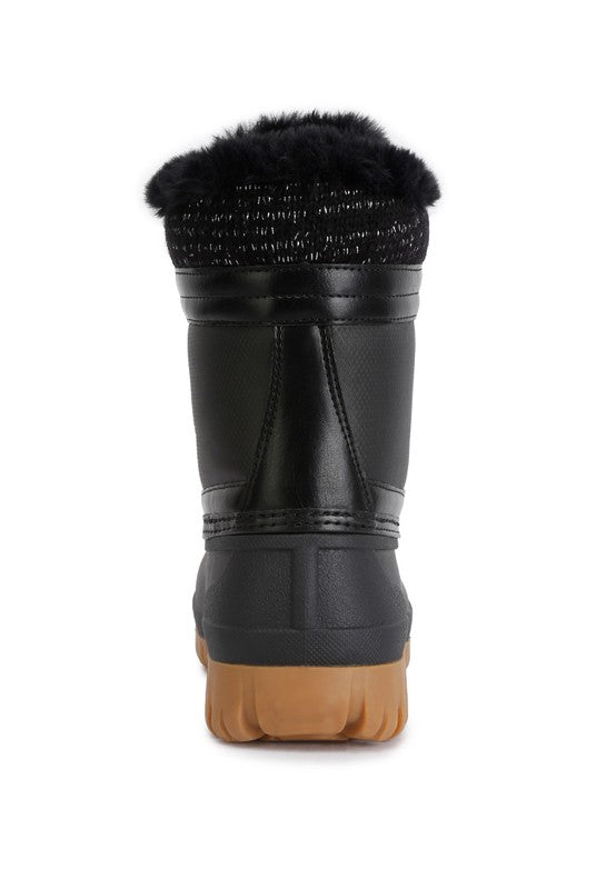 Capucine Fur Collar Contrasting Lug Sole Boots - Tigbuls Variety Fashion