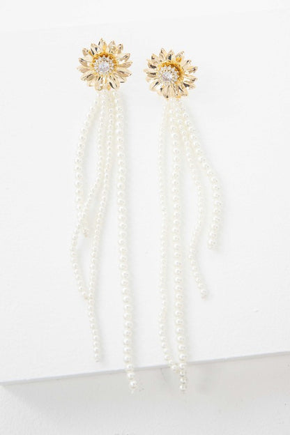 Dandelion Pearl Drop Earrings - Tigbuls Variety Fashion