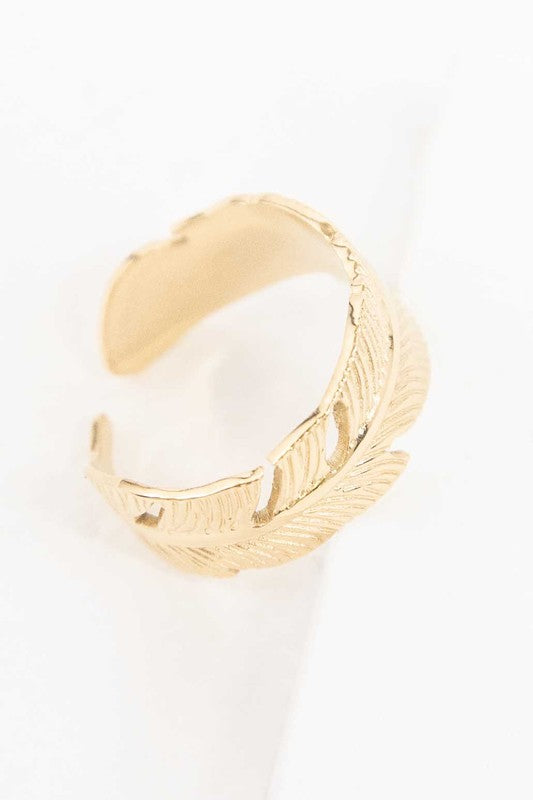 Feather Adjustable Ring - Tigbuls Variety Fashion