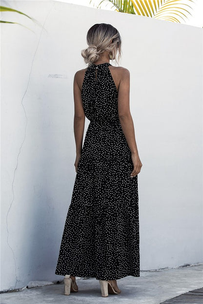 Womens Polka Dot Maxi Dress - Tigbul's Variety Fashion Shop