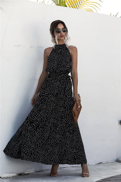 Womens Polka Dot Maxi Dress - Tigbul's Variety Fashion Shop