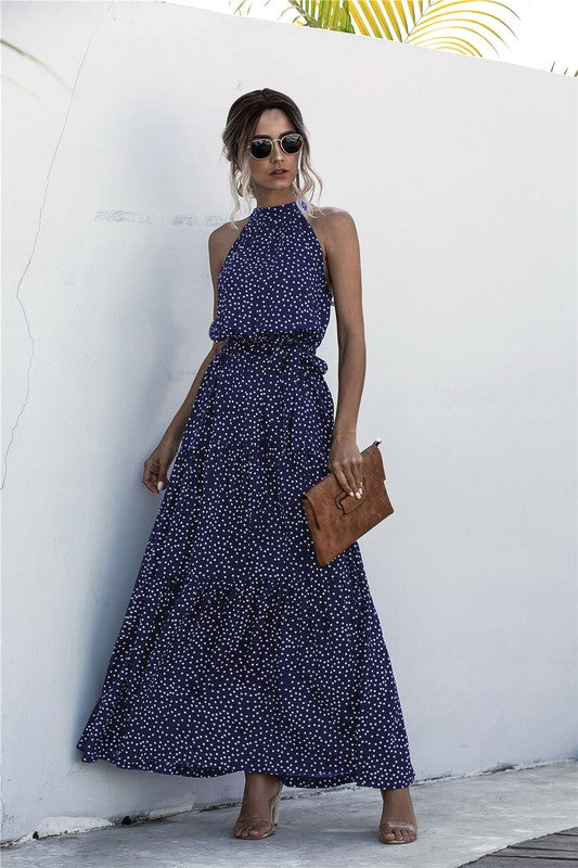 Womens Polka Dot Maxi Dress - Tigbul's Variety Fashion Shop