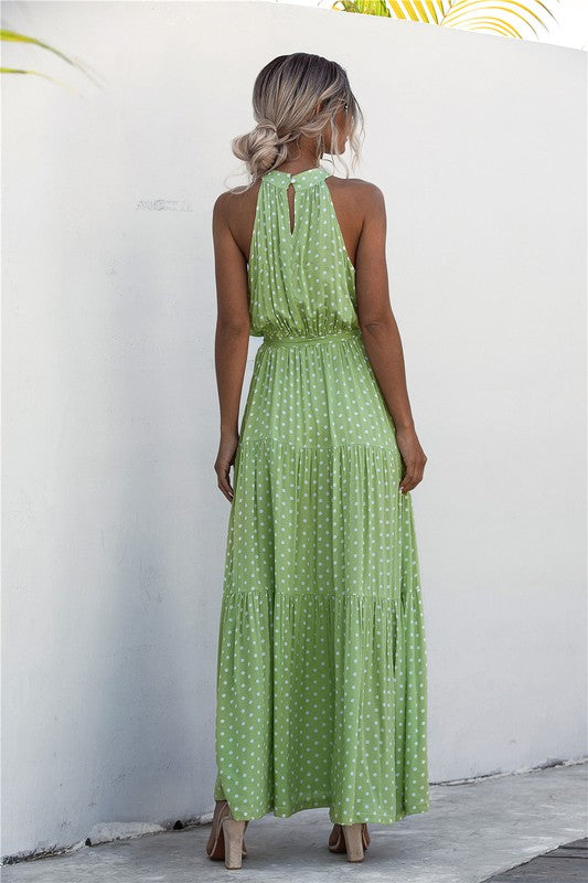 Womens Polka Dot Maxi Dress - Tigbul's Variety Fashion Shop