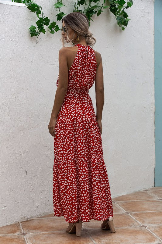 Womens Polka Dot Maxi Dress - Tigbul's Variety Fashion Shop