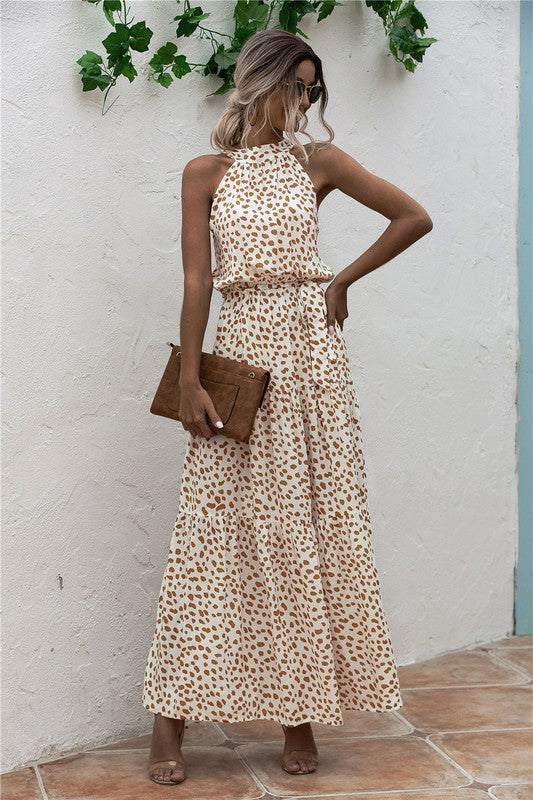 Womens Polka Dot Maxi Dress - Tigbul's Variety Fashion Shop