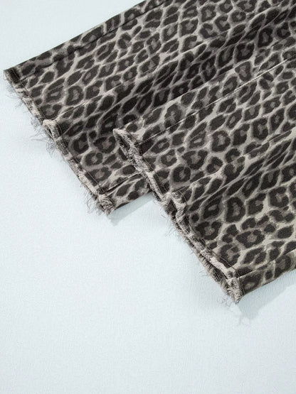 Leopard Straight Loose Leg Jeans - Tigbul's Variety Fashion Shop