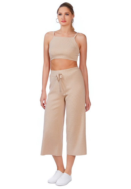 Solid Casual Drawstring Cropped Pants - Tigbul's Variety Fashion Shop