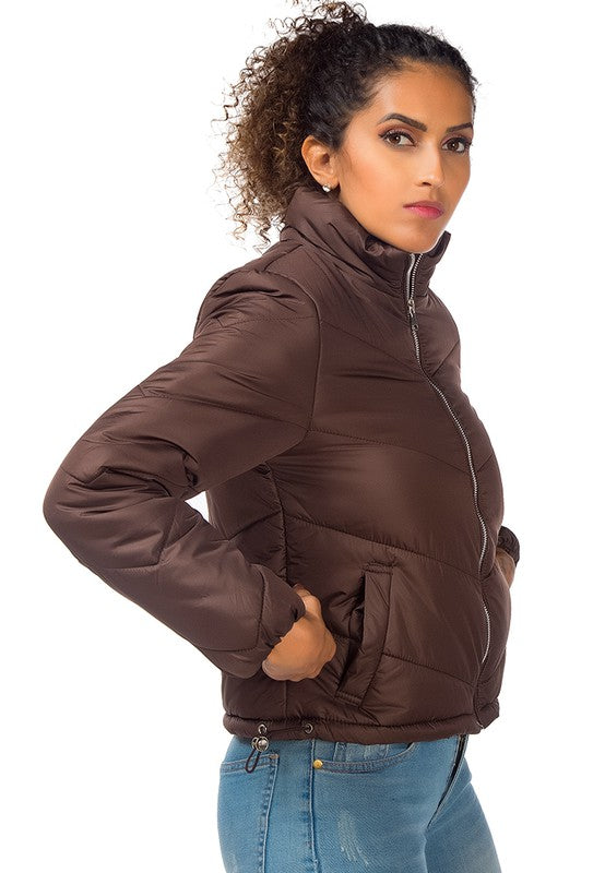 Ladies Long Sleeve Puffer Jacket - Tigbul's Variety Fashion Shop