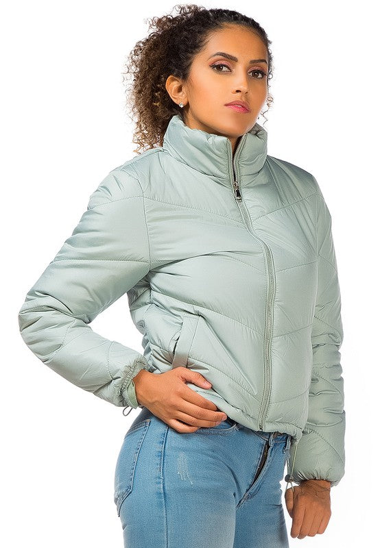 Ladies Long Sleeve Puffer Jacket - Tigbul's Variety Fashion Shop