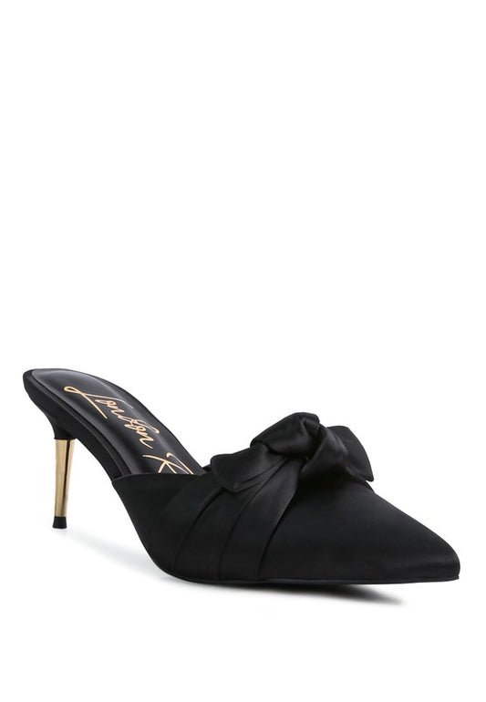 Queenie Satin High Heeled Mule Sandals - Tigbul's Variety Fashion Shop