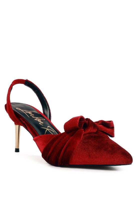 Mayfair Red or Black Velvet High Heel Mule Slingback Sandals - Tigbuls Variety Fashion