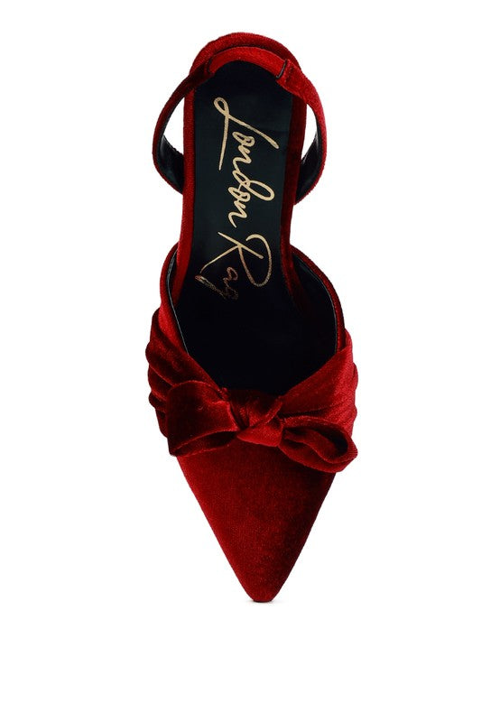 Mayfair Red or Black Velvet High Heel Mule Slingback Sandals - Tigbuls Variety Fashion