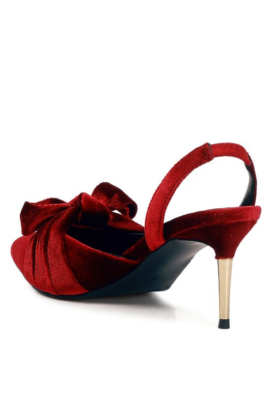 Mayfair Red or Black Velvet High Heel Mule Slingback Sandals - Tigbuls Variety Fashion