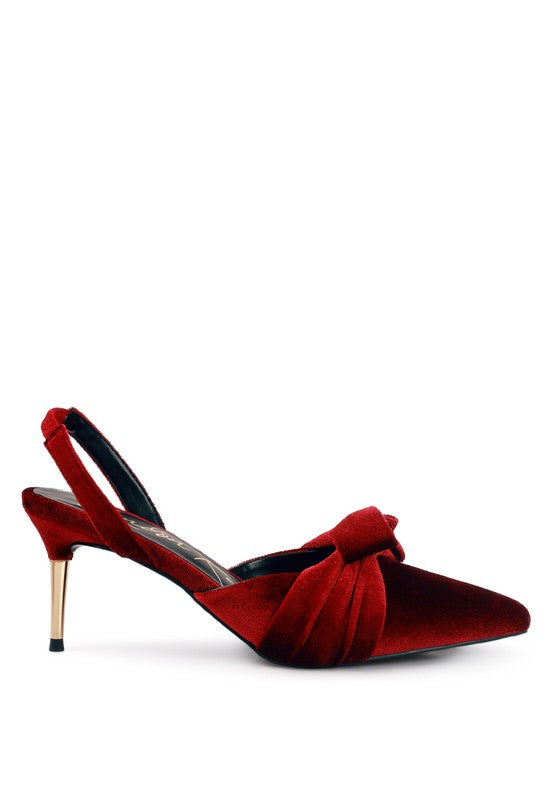 Mayfair Red or Black Velvet High Heel Mule Slingback Sandals - Tigbuls Variety Fashion