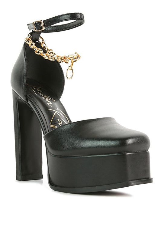 Blackpearl Faux Leather Heeled Platform Sandals - Tigbuls Variety Fashion