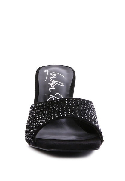 Imprint Diamante Stud Slip On Sandals - Tigbul's Variety Fashion Shop