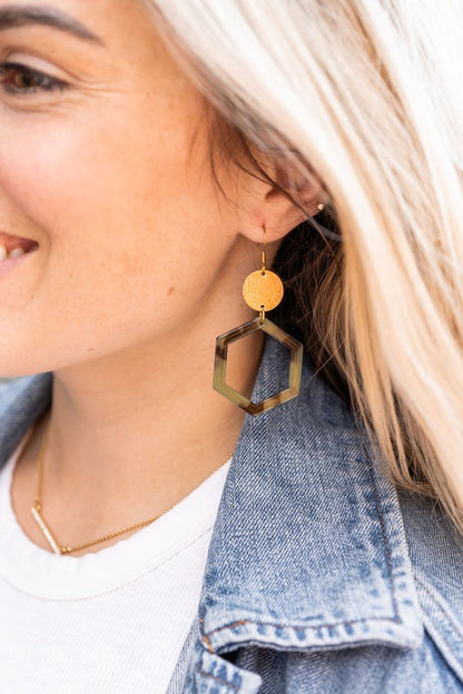 Lennox Earrings - Olive Tortoise - Tigbul's Variety Fashion Shop