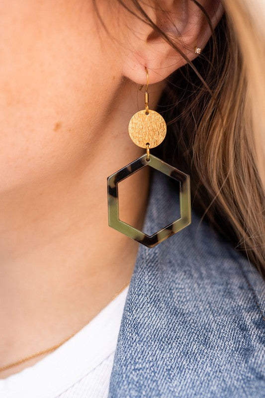 Lennox Earrings - Olive Tortoise - Tigbul's Variety Fashion Shop