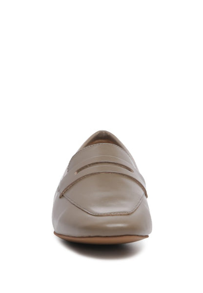 LILIANA Taupe Classic Leather Penny Loafers - Tigbuls Variety Fashion