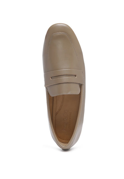 LILIANA Taupe Classic Leather Penny Loafers - Tigbuls Variety Fashion