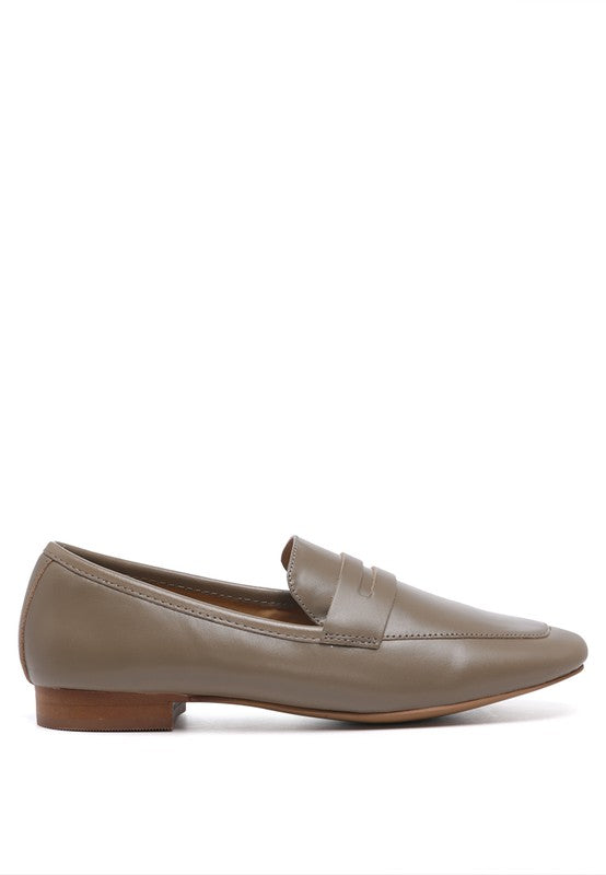 LILIANA Taupe Classic Leather Penny Loafers - Tigbuls Variety Fashion