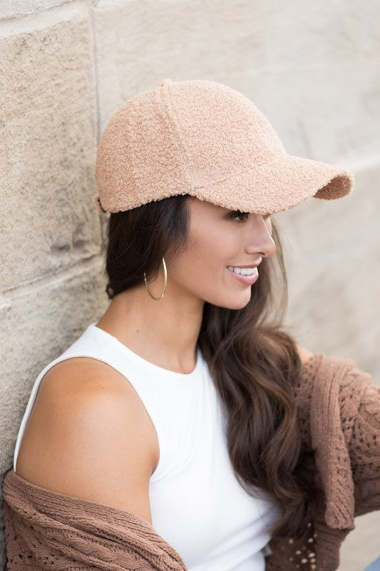 Boucle Sherpa Teddy Bear Knit Ball Cap - Tigbul's Variety Fashion Shop