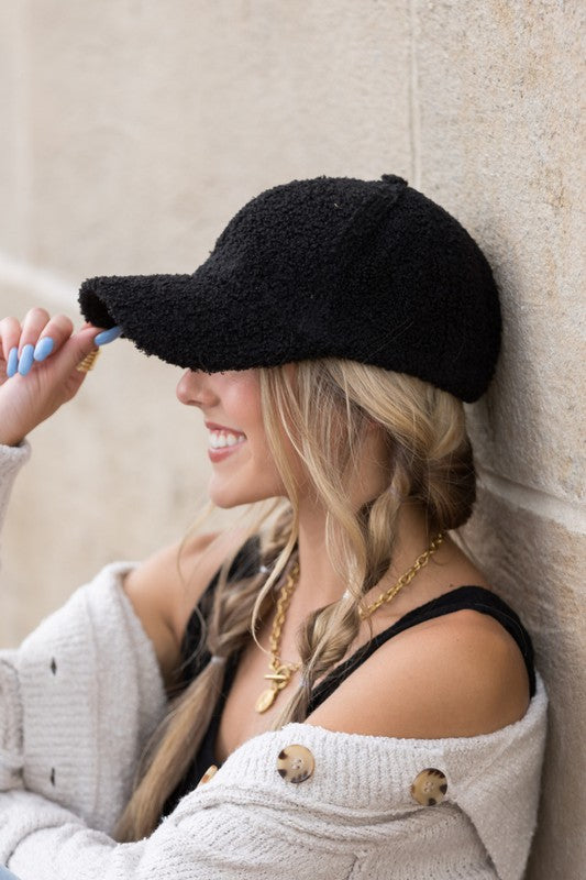 Boucle Sherpa Teddy Bear Knit Ball Cap - Tigbul's Variety Fashion Shop