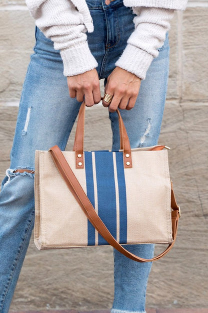 Canvas Stripe Tote - Tigbul's Variety Fashion Shop
