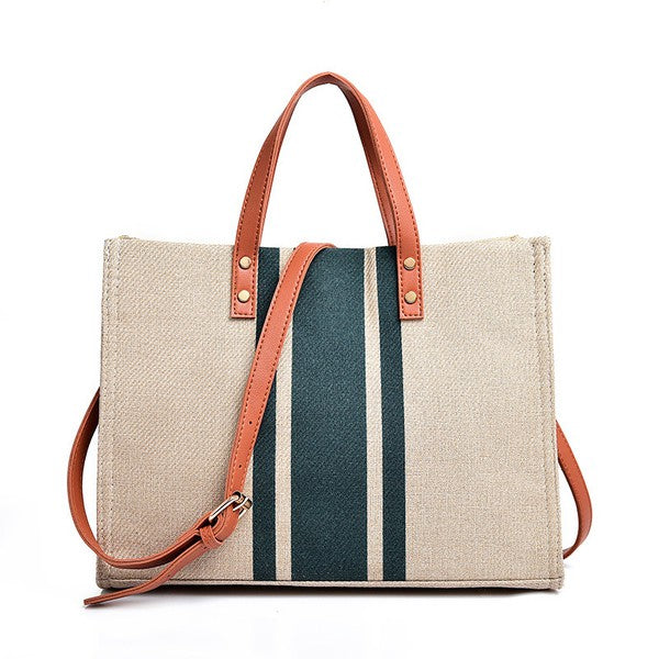 Canvas Stripe Tote - Tigbul's Variety Fashion Shop