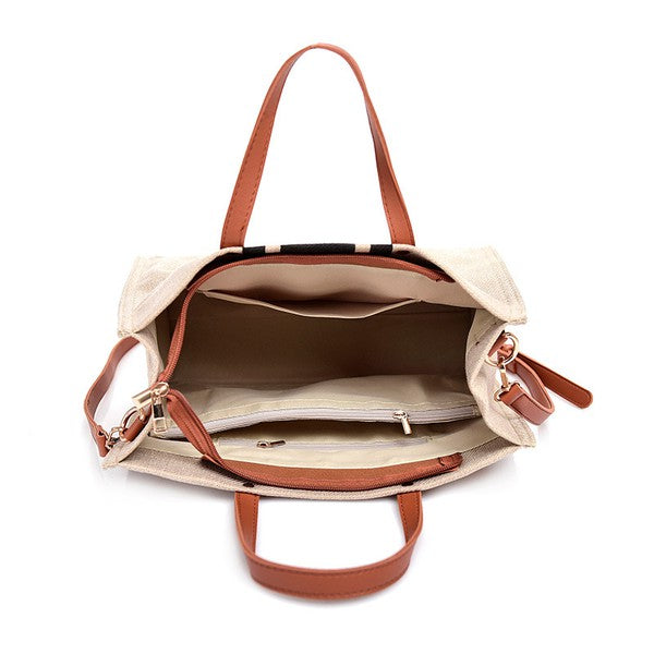 Canvas Stripe Tote - Tigbul's Variety Fashion Shop