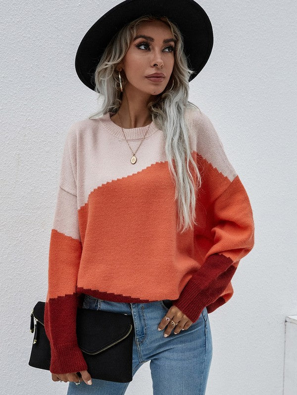 Women's Long Sleeve Round Neck Sweater - Tigbul's Variety Fashion Shop