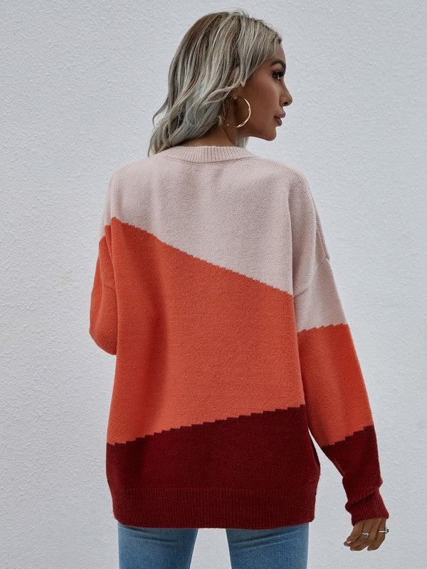 Women's Long Sleeve Round Neck Sweater - Tigbul's Variety Fashion Shop