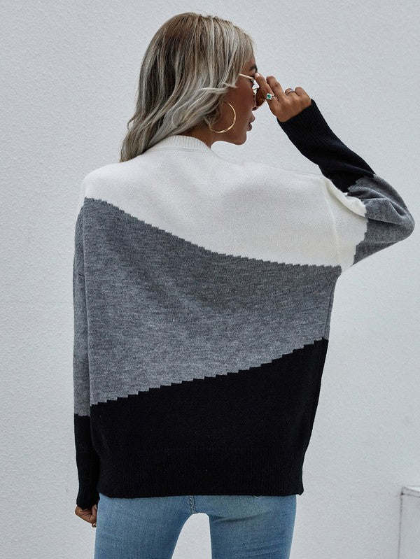 Women's Long Sleeve Round Neck Sweater - Tigbul's Variety Fashion Shop