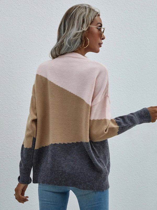 Women's Long Sleeve Round Neck Sweater - Tigbul's Variety Fashion Shop