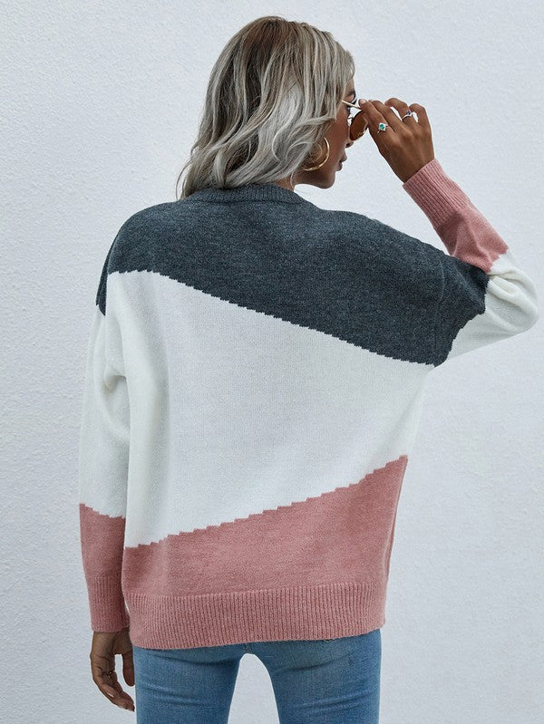 Women's Long Sleeve Round Neck Sweater - Tigbul's Variety Fashion Shop