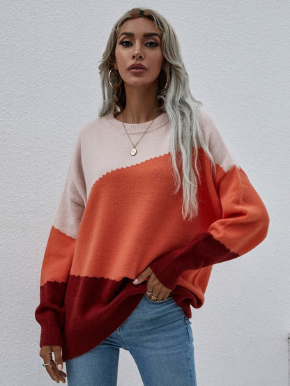 Women's Long Sleeve Round Neck Sweater - Tigbul's Variety Fashion Shop